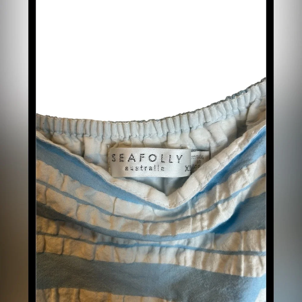 Anthropologie Seafolly Cabana Stripe Tier Maxi Dress Blue White Size XL - Picture 3 of 6